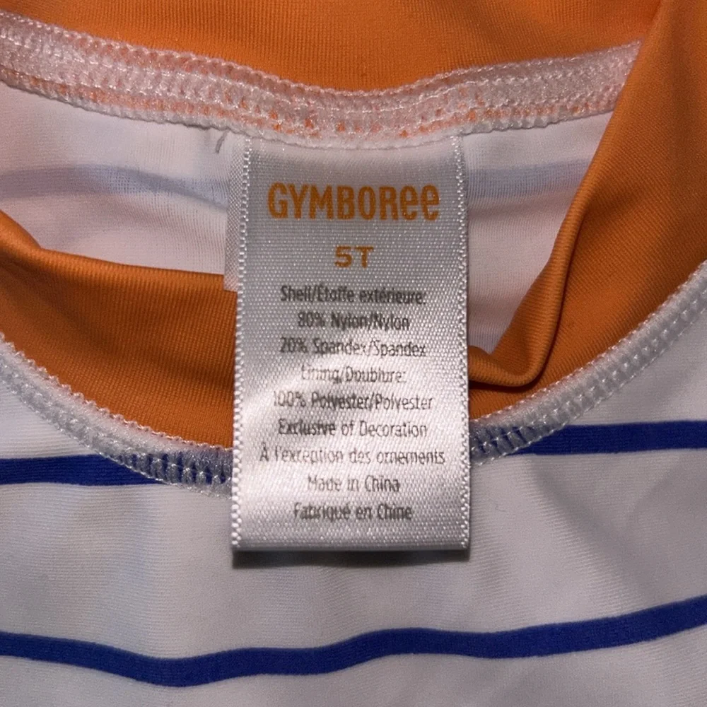 Gymboree Kids Crocodile &‎ Bird Short Sleeve Striped Rash Guard Top Sz 5T 50+UPF